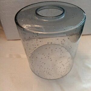 2 Pack Blue Seeded Glass Lamp Shades, New